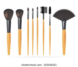 Set of Realistic Make Up Brushes Isolated on white background. Vector illustration