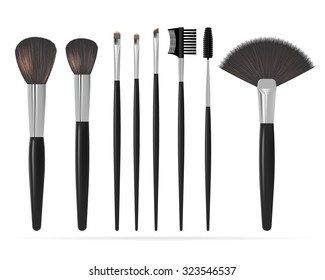 Set of Realistic Make Up Brushes Isolated on white background. Vector illustration