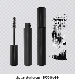 Set of Realistic Mascara and brush stroke, beauty and cosmetic background