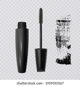 Set of Realistic Mascara and brush stroke, beauty and cosmetic background