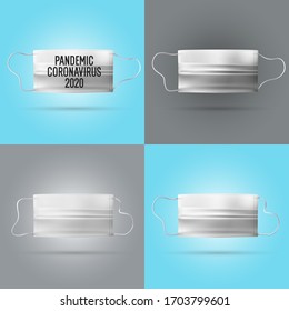 Set of realistic medical masks to protect against infections.Disease prevention. The epidemic of coronavirus covind-19.