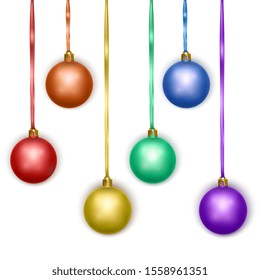 Set of realistic Merry Christmas Balls isolated on white background, Vector EPS 10 format