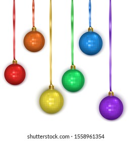 Set of realistic Merry Christmas Balls isolated on white background, Vector EPS 10 format