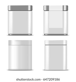 Set of realistic metallic boxes. Mock up