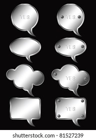 Set of realistic metallic speech bubbles. Vector illustration.