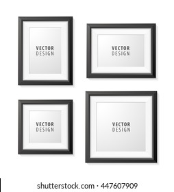 Set of Realistic Minimal Isolated Black Frame on White Background for Presentations. Vector Elements.