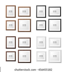 Set of Realistic Minimal Isolated Frames on White Background for Presentations. Vector Elements.
