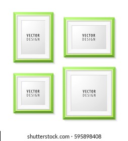 Set of Realistic Minimal Isolated Green Frames  on White Background for Presentations . Vector Elements