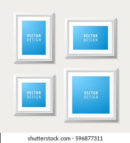 Set of Realistic Minimal Isolated White Frames on White Background for Presentations. Vector Elements