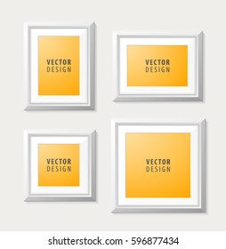 Set of Realistic Minimal Isolated White Frames on White Background for Presentations. Vector Elements