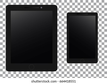 Set Of Realistic Mobile On Transparent Background