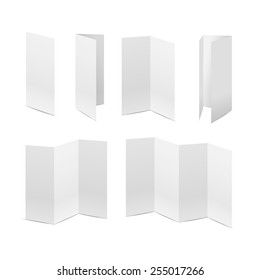 Set of realistic mockup of folded paper sheets and documents