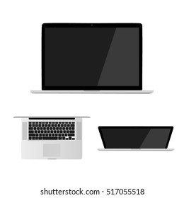 Set of realistic modern laptops isolated on white background. Vector illustration