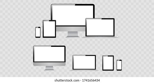 Set Realistic Monitor Laptop Tablet Phone Stock Vector (Royalty Free ...