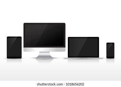 Set realistic Monitors laptop tablet