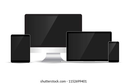 Set realistic Monitors laptop tablet