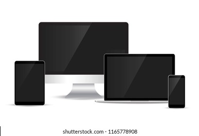 Set realistic Monitors laptop tablet