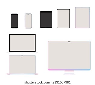 Configurar monitores realistas para ilustraciones vectoriales de portátiles y teléfonos