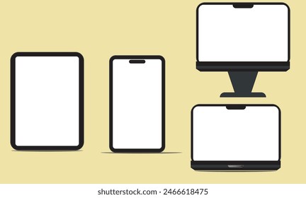  Configura monitores realistas para tablet portátil y smartphone. Ilustración vectorial EPS 10