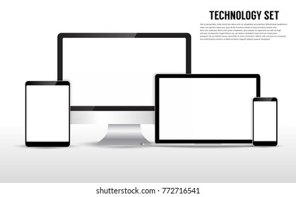 Set realistic Monitors laptop tablet