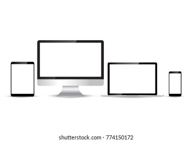 Set realistic Monitors laptop tablet