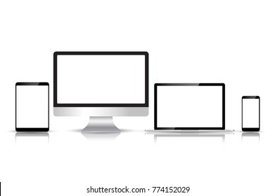 Set realistic Monitors laptop tablet