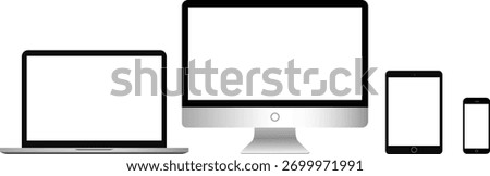 Set realistic Monitors laptop tablet and phone vector illustration