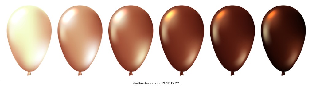 Set of realistic monochrome isolated brown balloons. Template for a business card, banner, poster, notebook, invitation. Vector illustration for your design