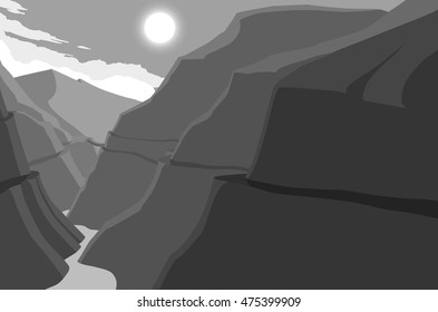 set of realistic mountains in flat colors