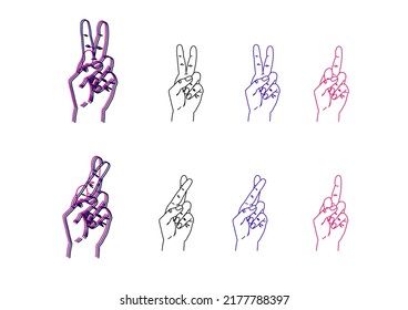 set of realistic movement hand shapes. black ley stroke logo graphic art design isolated on white. the concept of describing two faces between good and bad