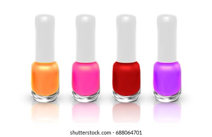 set of realistic nail polish isolated on white background. vector illustration