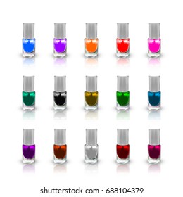 set of realistic nail polish isolated on white background. vector illustration