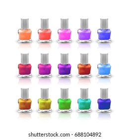 set of realistic nail polish isolated on white background. vector illustration
