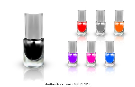 set of realistic nail polish isolated on white background. vector illustration
