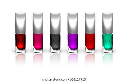 set of realistic nail polish isolated on white background. vector illustration