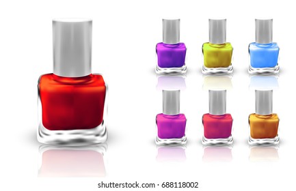 set of realistic nail polish isolated on white background. vector illustration