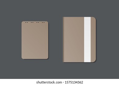 Set of realistic notebook cover template. Realistic notebook or diary mockup. Vector illustration.