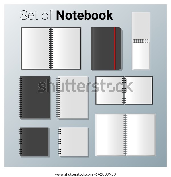 Set Realistic Notebook Vector Illustration Stock Vector (Royalty Free