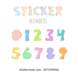 Set of realistic numbers in the form of multicolored stickers.