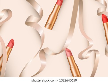 Set of realistic package for decorative cosmetics. Template of containers for lips. Vector illustration isolated on background