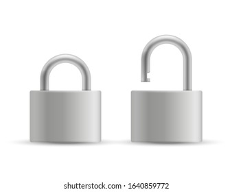 Set of realistic Padlocks isolated on white background. Vector illustration. Eps 10.