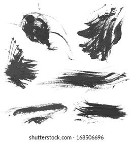 Set realistic paint strokes drawn on paper 7. vector