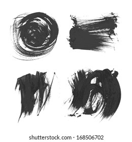 Set realistic paint strokes drawn on paper 3. vector