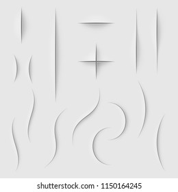 Set of Realistic Paper Cuts with Shadow Effects on Gray Background
