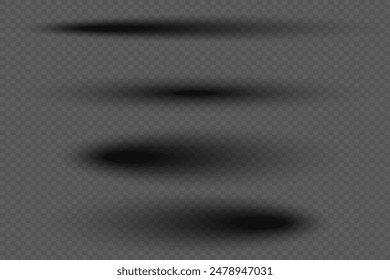 Set of realistic paper shadows. On a transparent background.