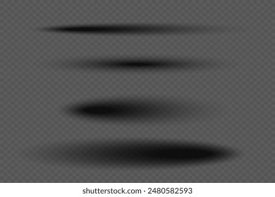 Set of realistic paper shadows. On a transparent background.