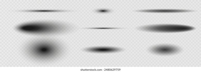 Set of realistic paper shadows. On a transparent background.