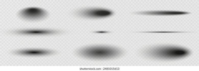 Set of realistic paper shadows. On a transparent background.