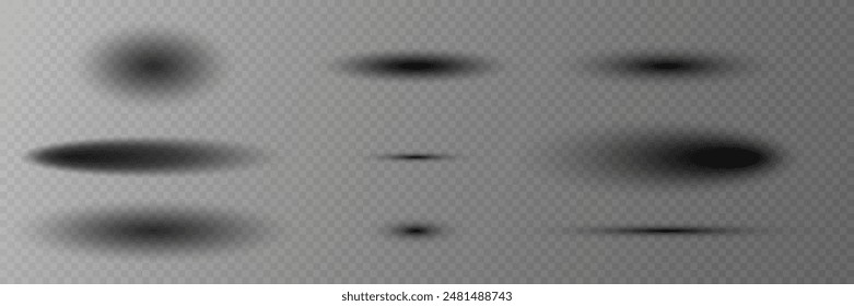 Set of realistic paper shadows. On a transparent background.