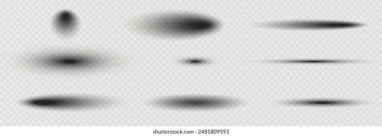 Set of realistic paper shadows. On a transparent background.